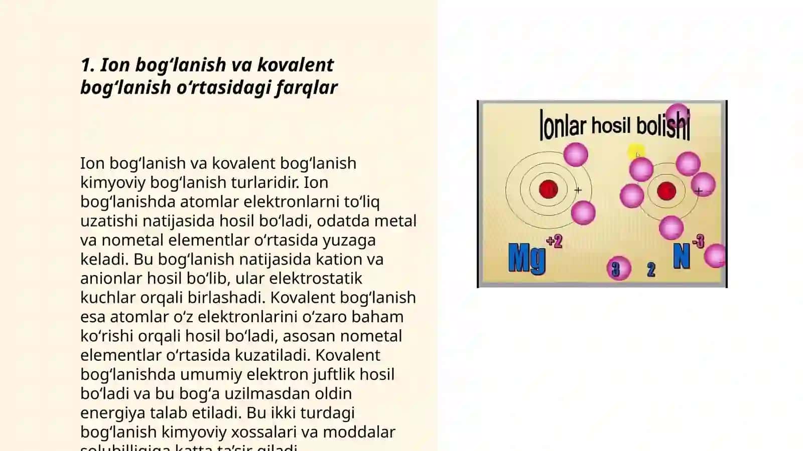 Ion bogʻlanish Kovalent bogʻlanish 3