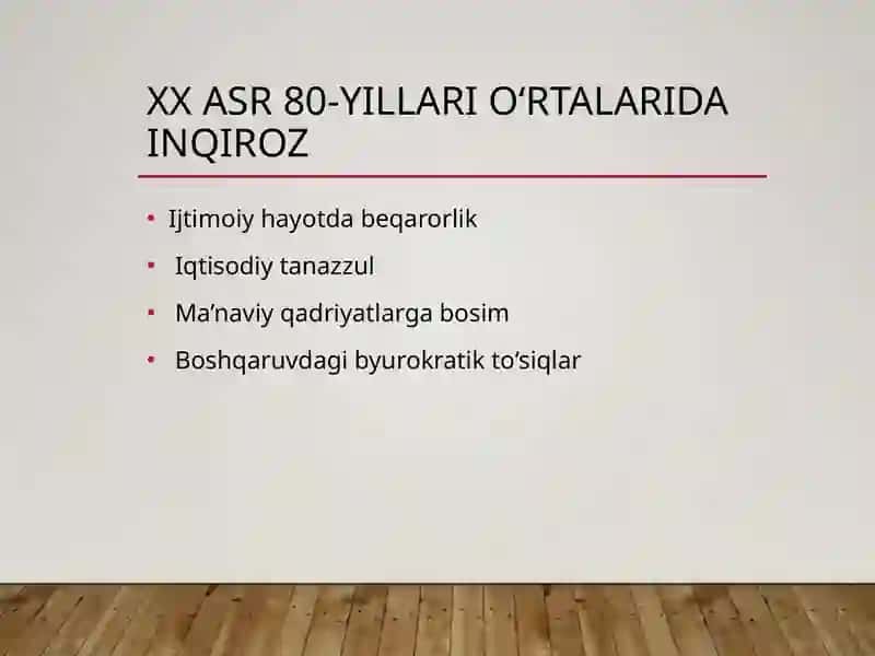 Mustaqillikka erishisharafasida O‘zbekistonning ijtimoiy-siyosiy jarayonlari 3