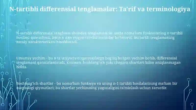 N-tartibli differensial tenglamalar 3