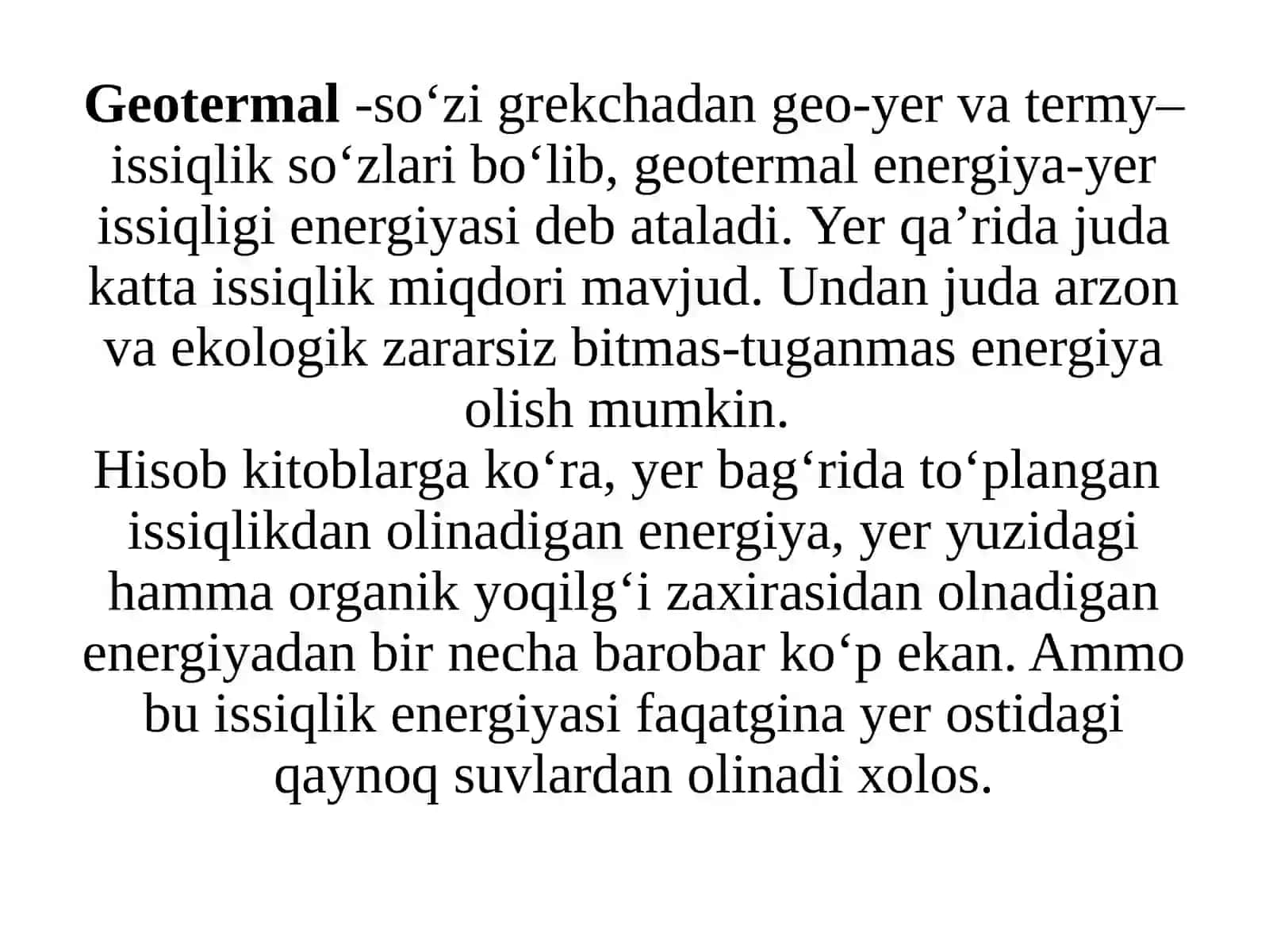 GEOTERMAL ENERGETIKA VA UNDAN FOYDALANISH ISTIQBOLLARI 3