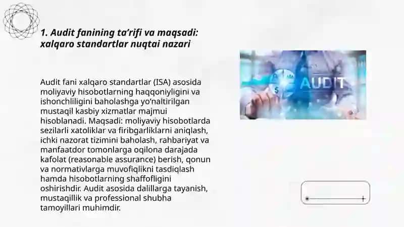 Audit fanining mazmuni va mohiyati: xalqaro standartlarda belgilangan asosiy tamoyillar 3