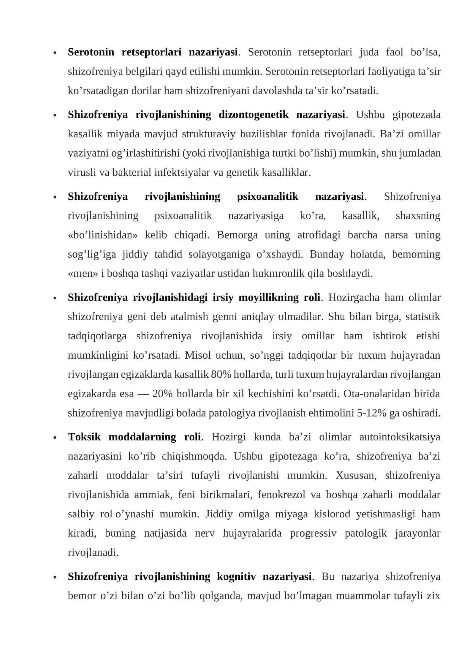 Shizofreniya — rivojlanishi sabablari, tasnifi, alomatlari, davolash, tashxislash 3