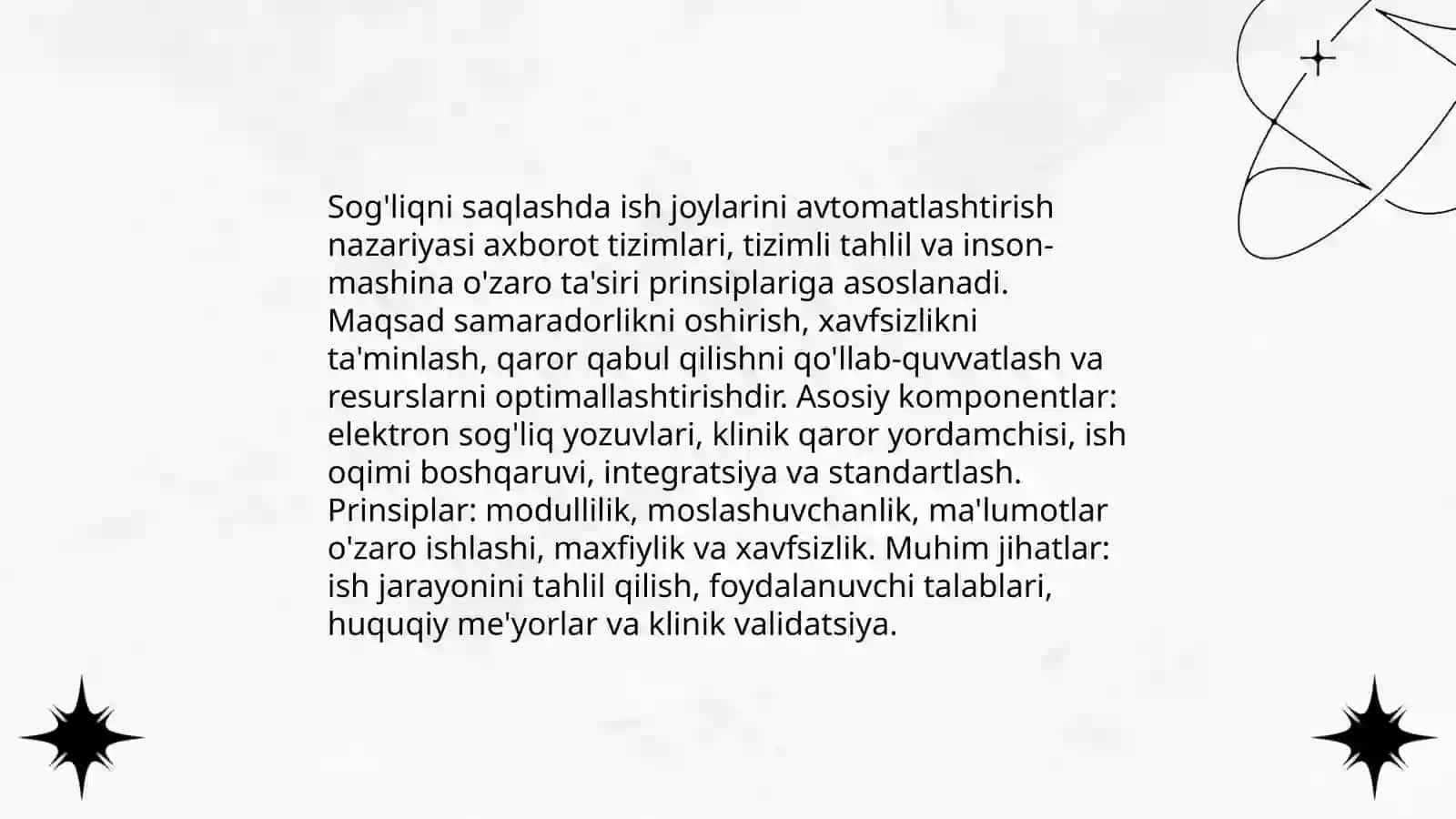 Tibbiyotda ishchi o'rinlarni avtomatlashtirish va tibbiy masalalarni yechishda axborot texnologiyalari 3