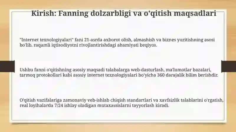 “Internettexnologiyalari” fanini pedagogik va axborot texnologiyalari yordamida o‘qitish metodikasi 3
