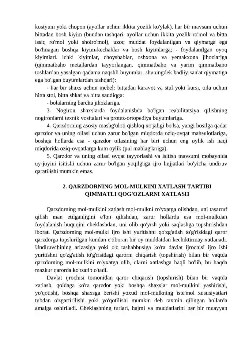 Undiruvni qarzdor yuridik shaxsning mol-mulkiga qaratishning xususiyatlari 3
