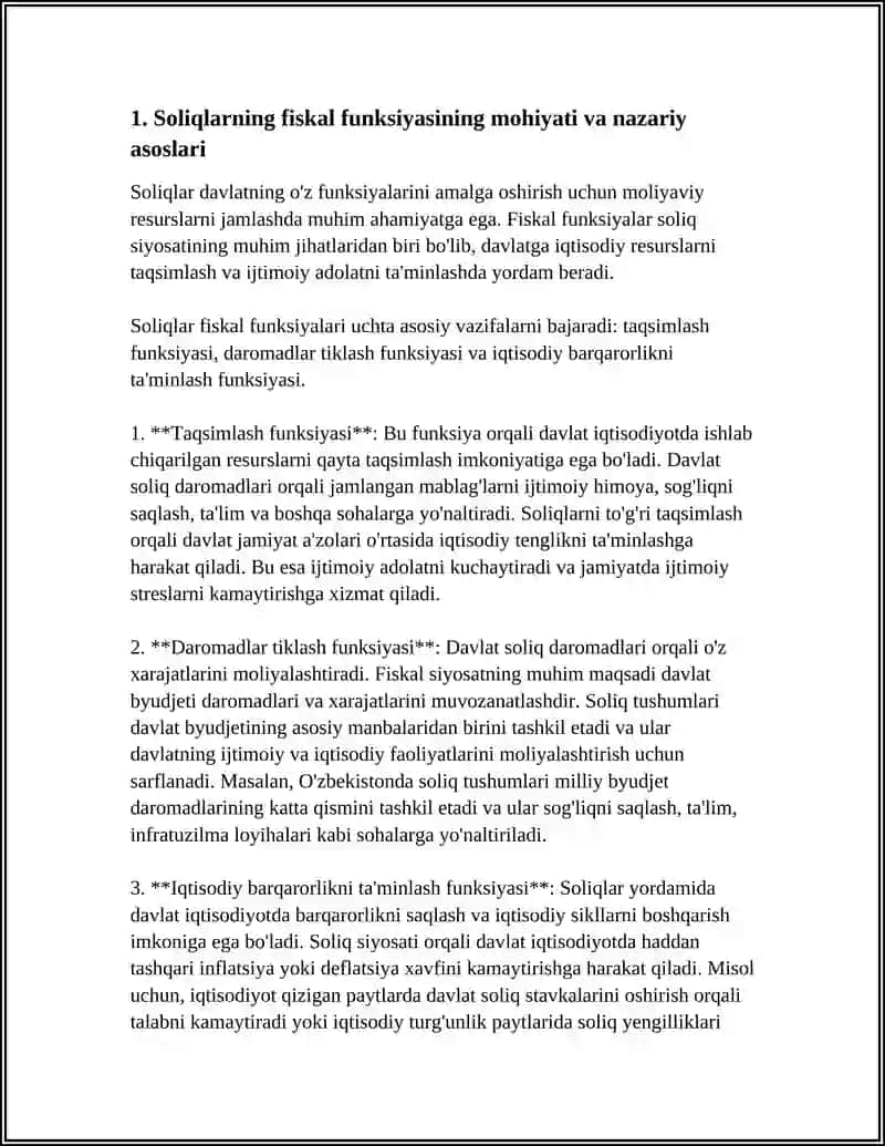 SOLIQLARNING FISKAL FUNKSIYASI VA UNING MILLIY IQTISODIYOTDAGI OʻRNI 3