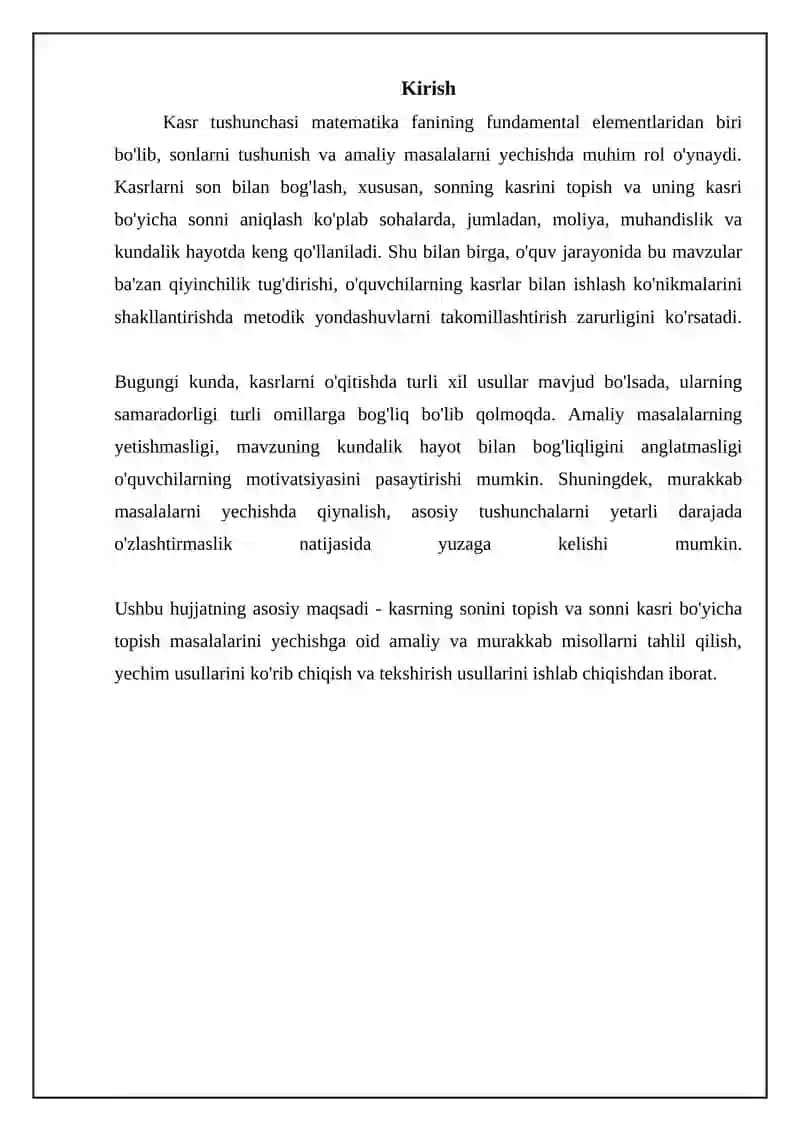 Kasrlar: Asosiy Tushunchalar va Amallar 3