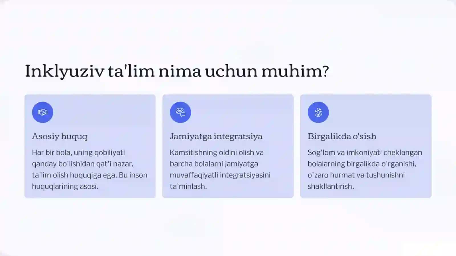 Imkoniyati cheklangan bolalarni inklyuziv ta'limga jalb etish: Teng huquqli kelajak sari 3