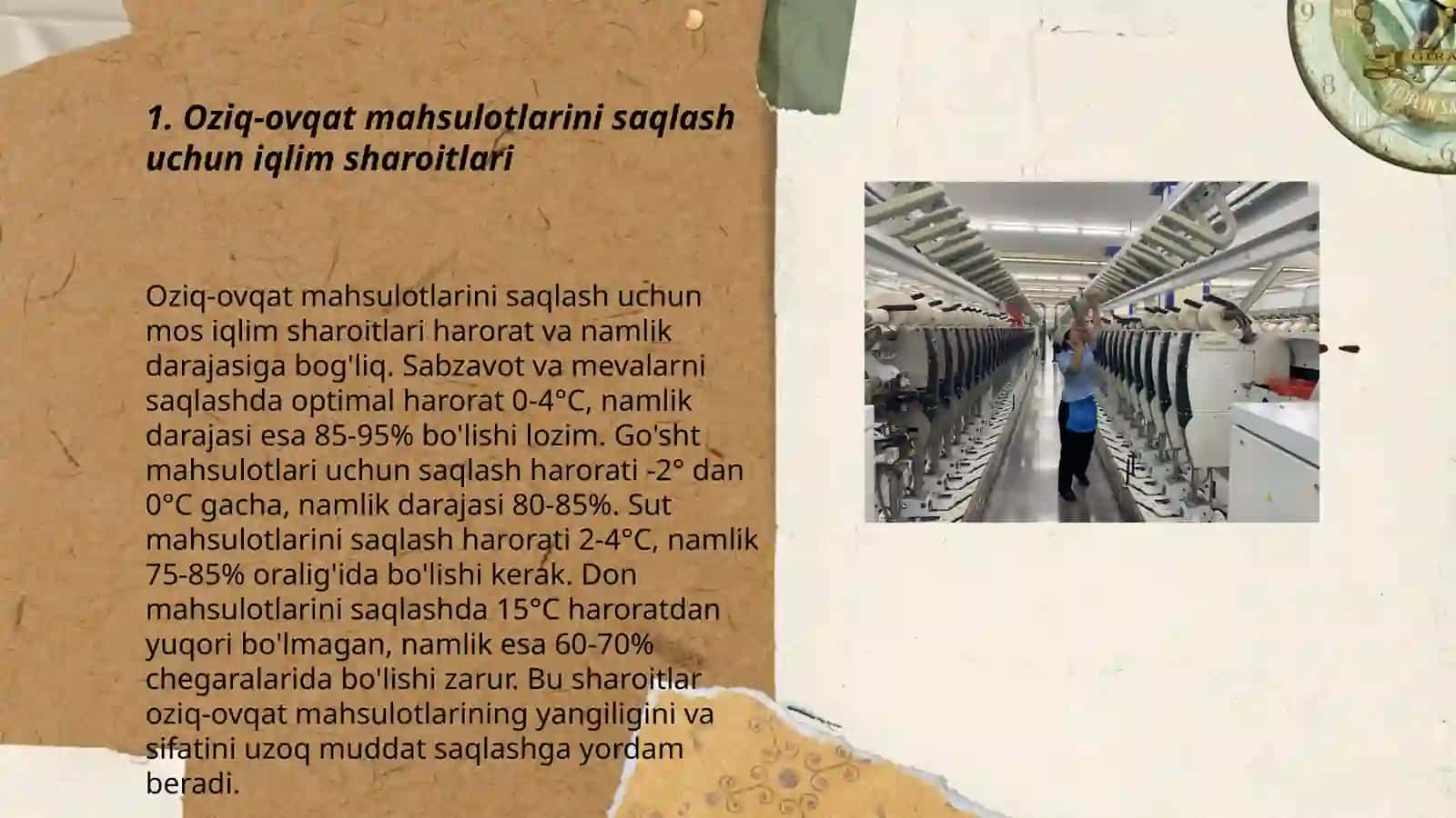 Ishlab chiqarish korxonalarida oziq ovqat mahsulotlarinisaqlash qoidalari 3