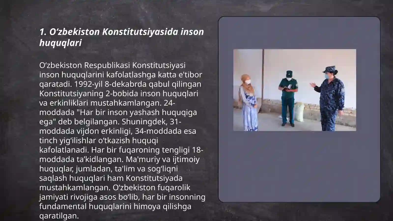 Oʻzbekistonda inson huquqlari va erkinliklari kafolatining yaratilishi 3