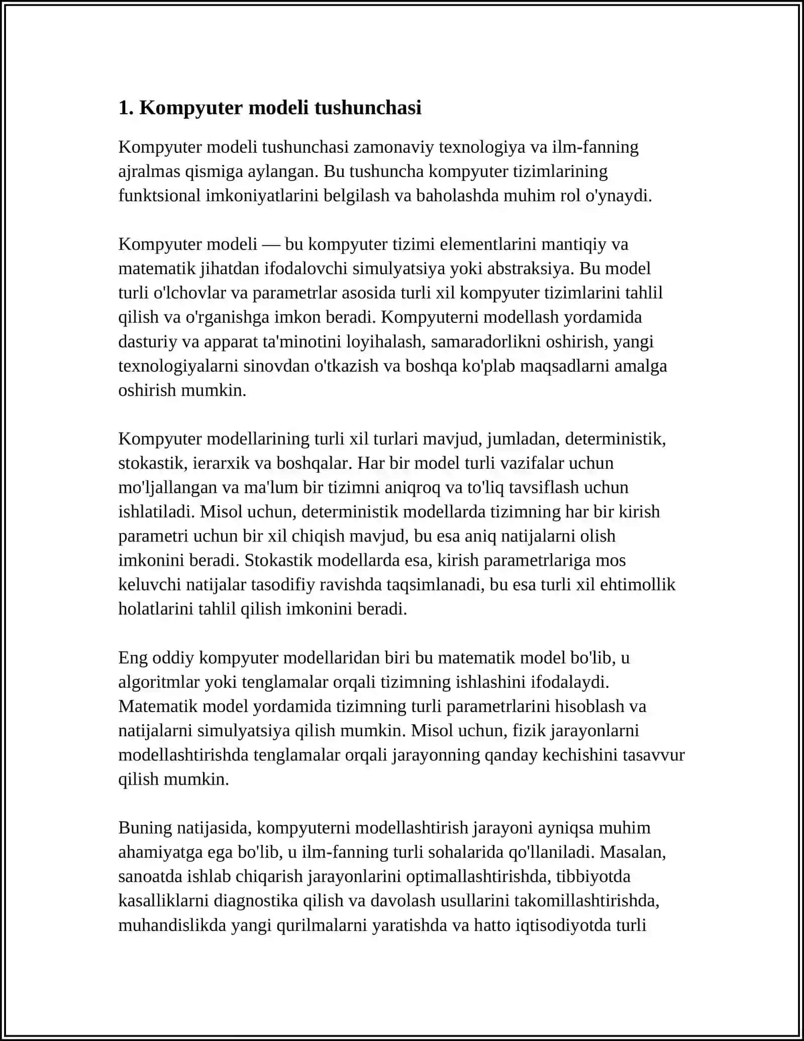 REJA FOYDALANILGAN ADABIYOTLAR ROʻYXATI SNOSKA DIALOGNING KOMPYUTERGA OID MODELLARI 3
