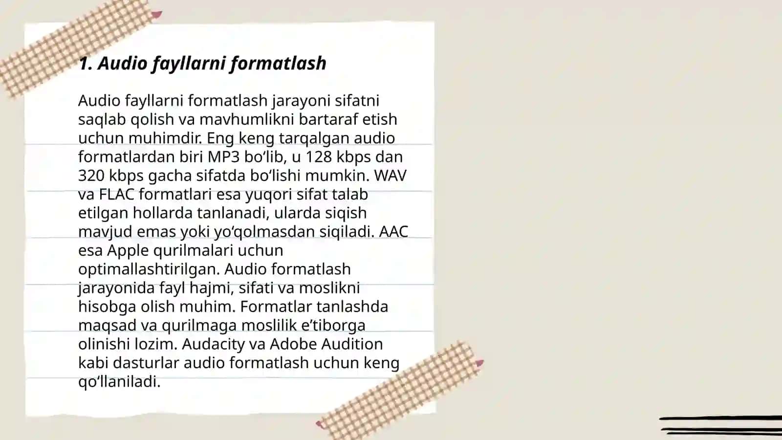 Audio va video lavhalarga ishlov berish 3