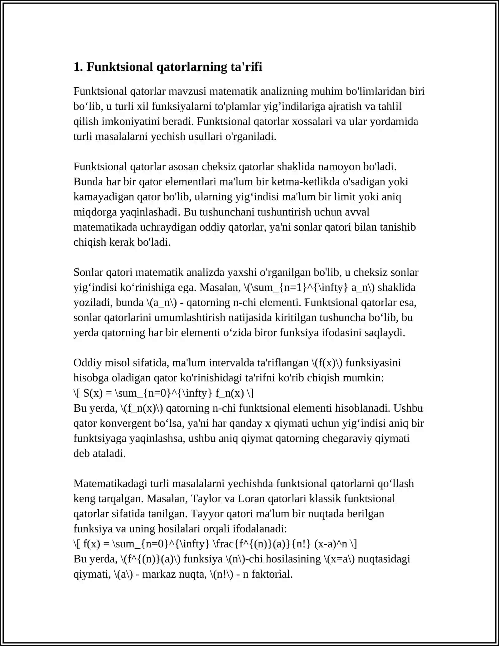 FUNKSIONAL QATORLAR ULARNING YAQINLASHISH SOHASI 3