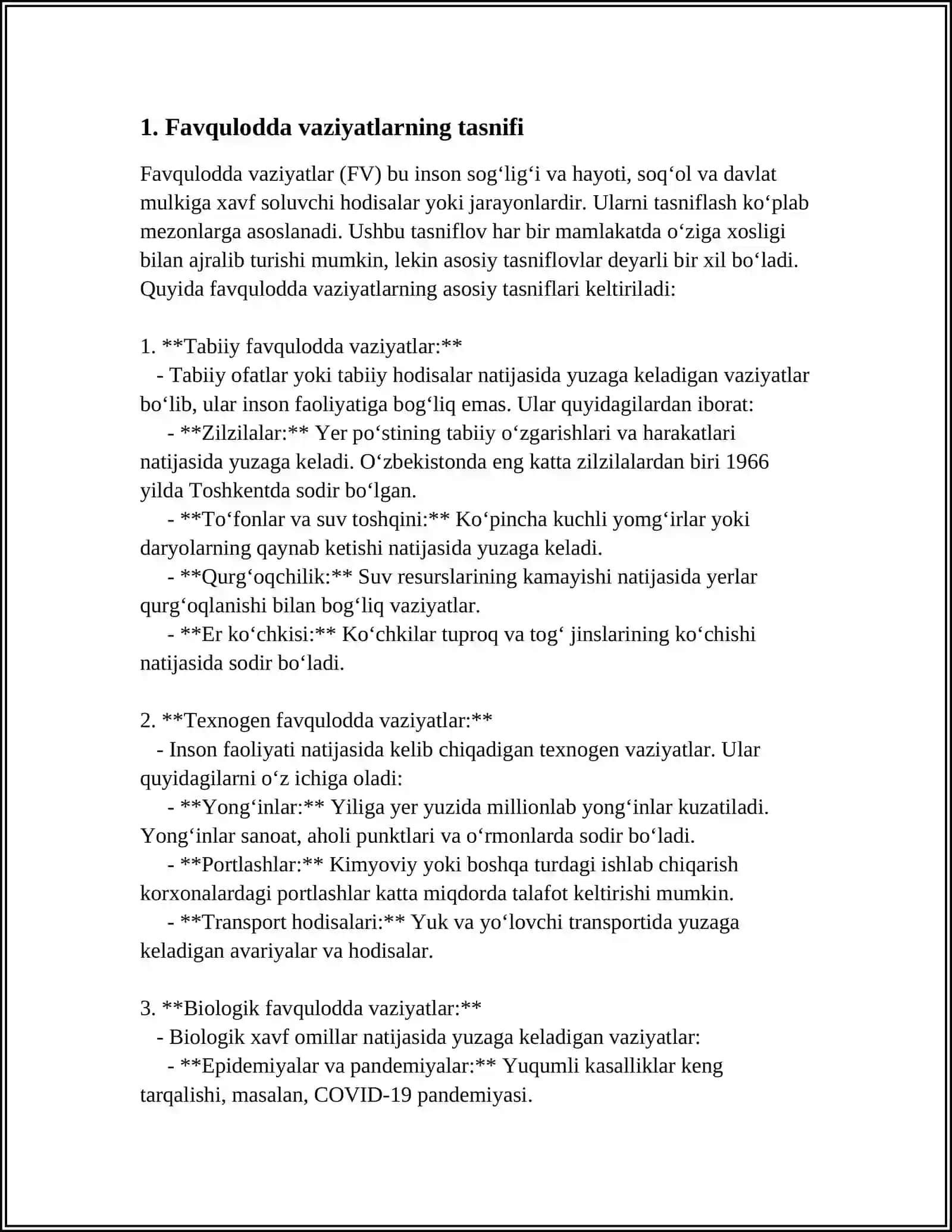 FAVQULOTDA VAZIYATLAR VA XABAR BERISHNING YAGONA TIZIMI 3