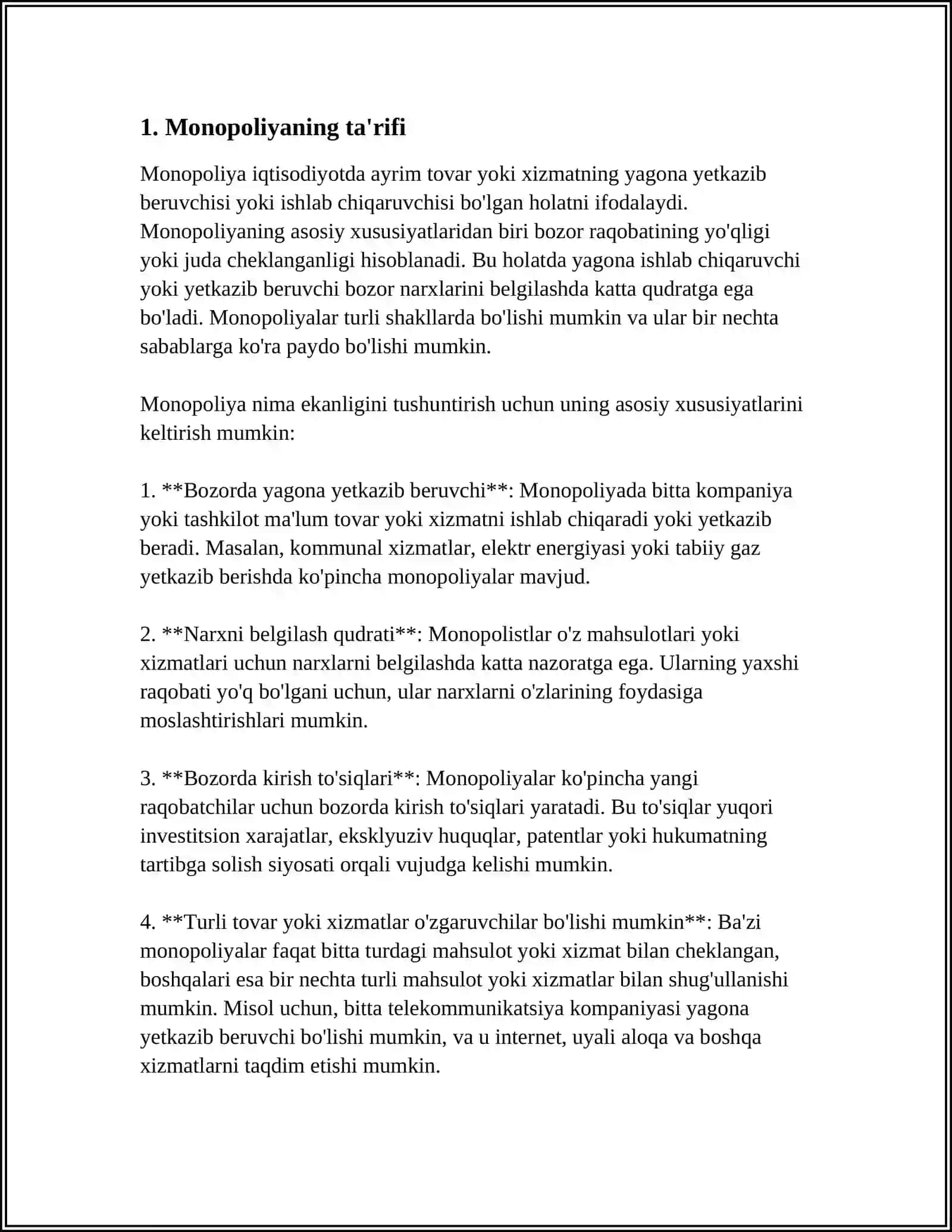 MANOPOLIYANING MOHIYATI VA TURLARI 3