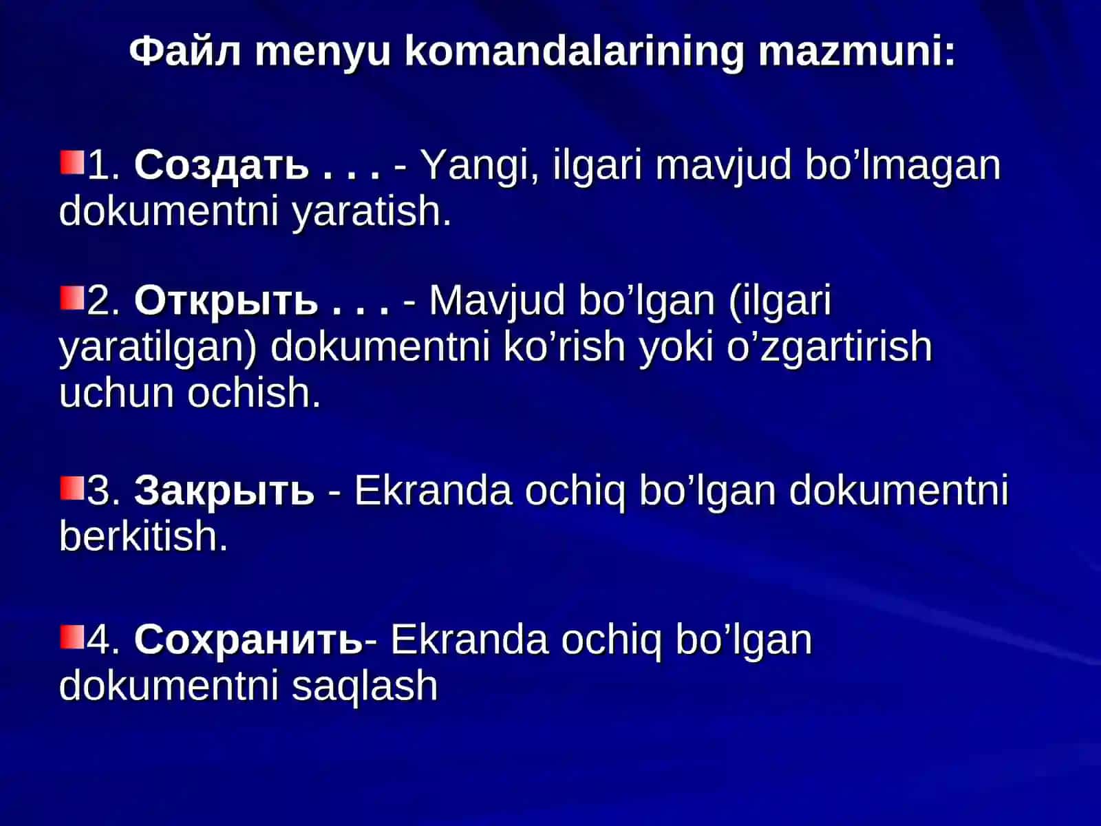 Microsoft Word dasturining menyu qatori 3