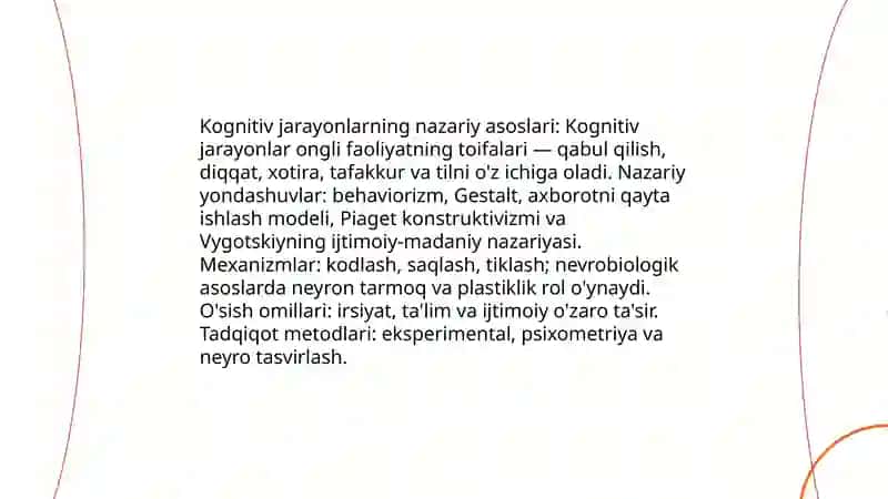Kognitiv jarayonlarning shakllanishi 3
