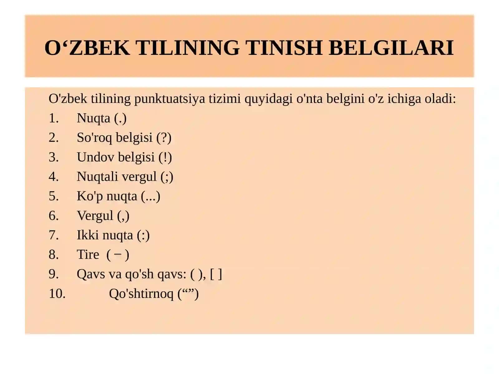 Punktuatsiya (Tinish Belgilari) 3