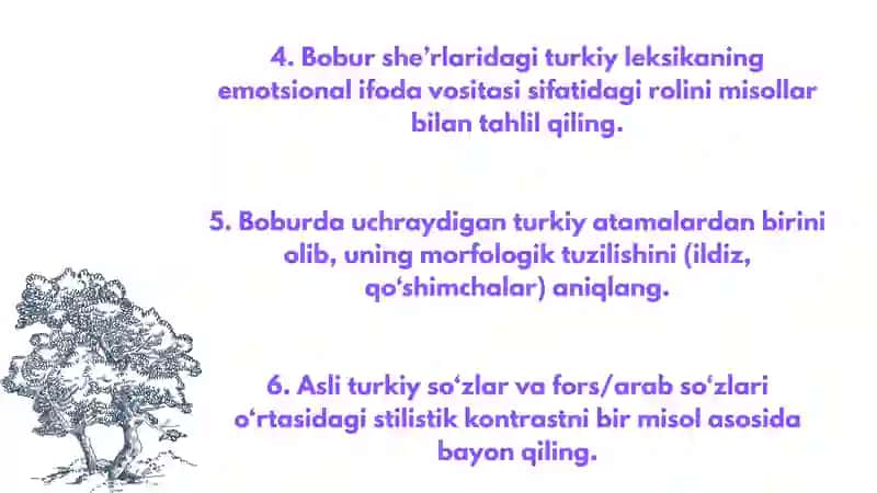 Bobur sheriyatidagi asli turkiy so'zlar 3
