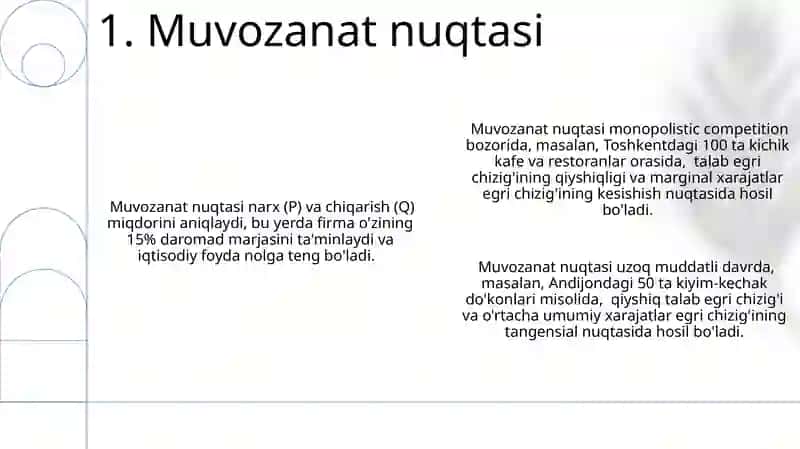 Monopolistik raqobatlashgan bozor muvozanati 3