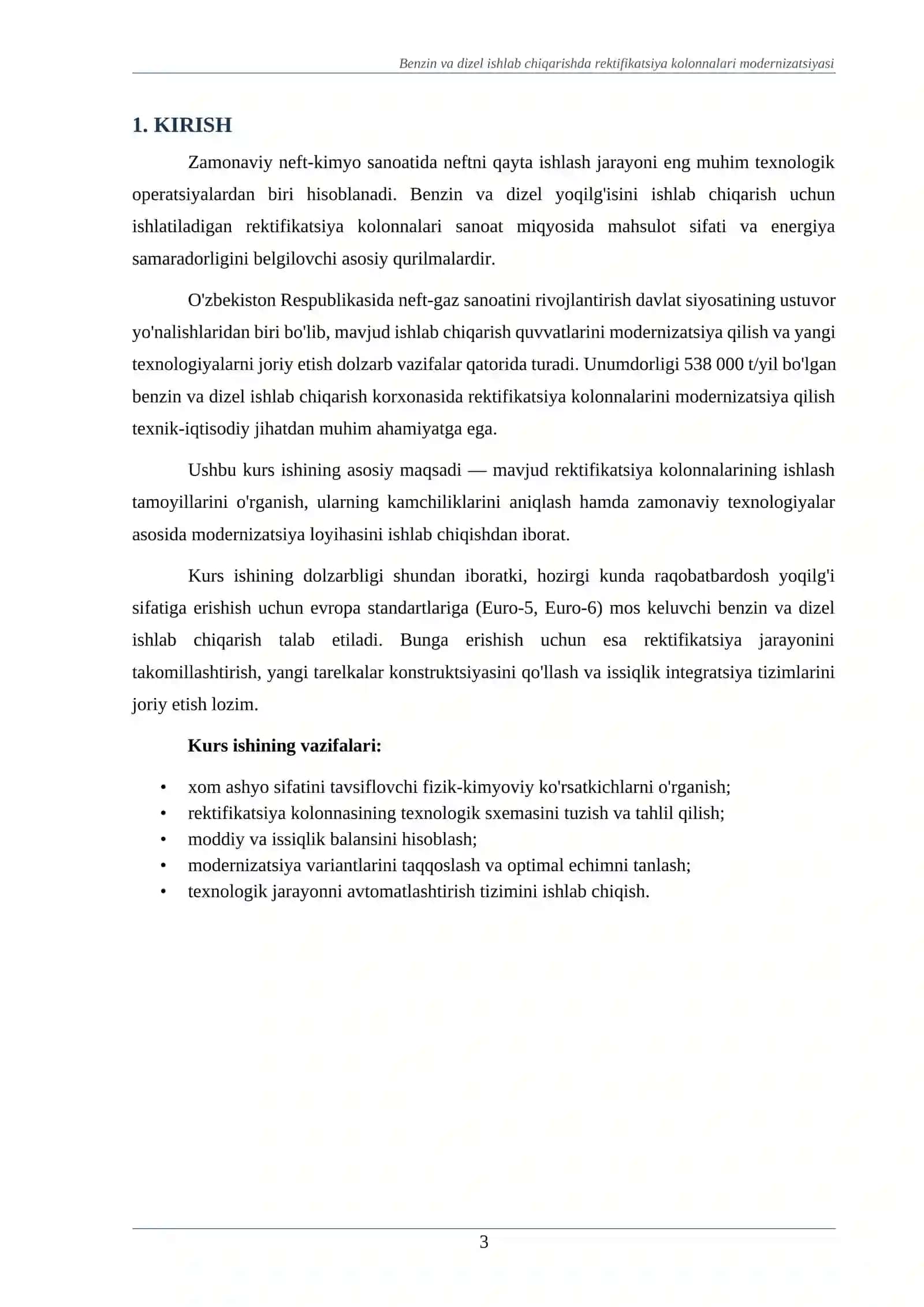 BENZIN VA DIZEL ISHLAB CHIQARISHDA REKTIFIKATSIYA KOLONNALARI MODERNIZATSIYA QILISH HAMDA SAMARADORLIGINI OSHIRISH 3