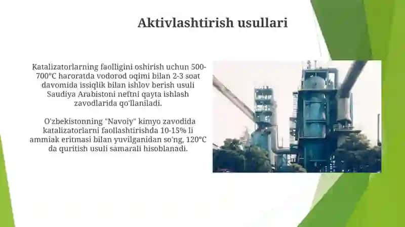 Neft va gaz qayta ishlashda qo'llaniladigan katalizatorlarning xususiyatlari 3