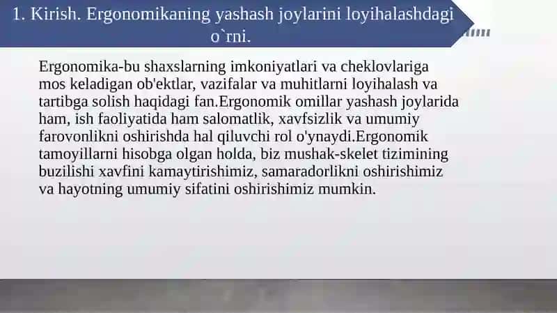 Insonning yashash joylari va ish faoliyatidagi mavjud bo'lgan salbiy oqibatlarni kamaytirish tashkiliy rejalar 3