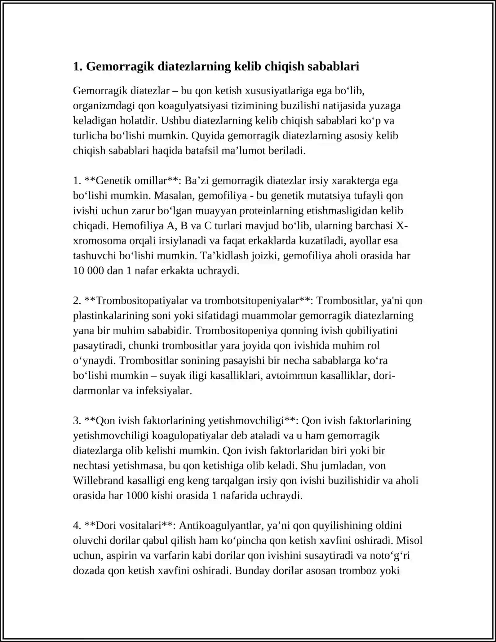 GEMORRAGIK DIATEZLAR. TRANSFUZION ASORATLAR 3