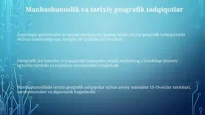 Tarixiy geografiyaning vazifalari asosiy boʻlimlari va uning fan sifatida shakllanishi taraqqiyoti 3