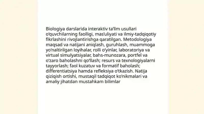 Biologiya darslarida noan’anaviy usularni qo‘llash metodologiyasi 3