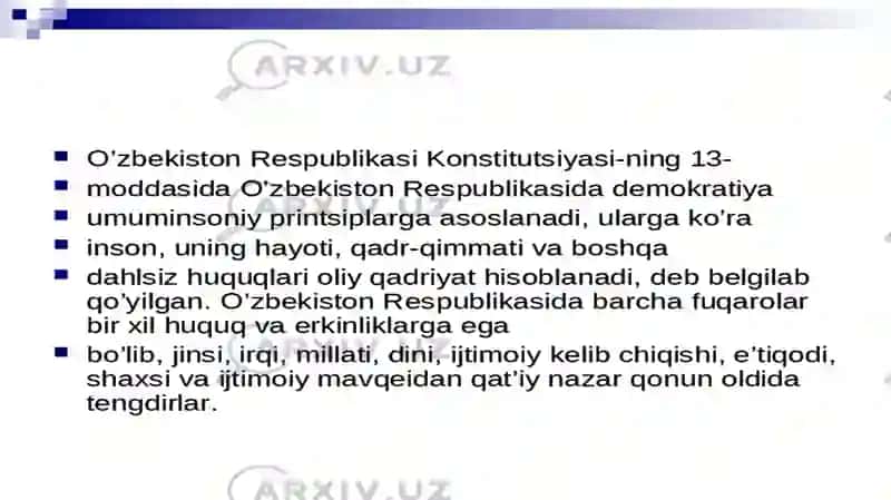 O`zbekiston dastidan inson huquqlari va erkinliklari kafolatining yaratilishi 3