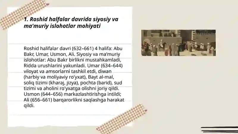 Roshid halfalar hukumronligi davridagi islohotlarning mohiyati 3