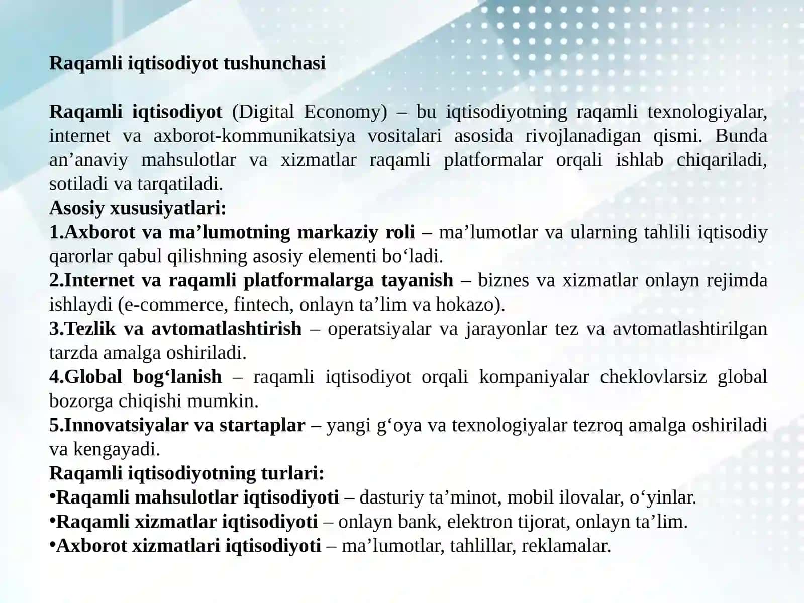 Raqamli iqtisodiyot tushunchasi va uning biznes gatnosi 3