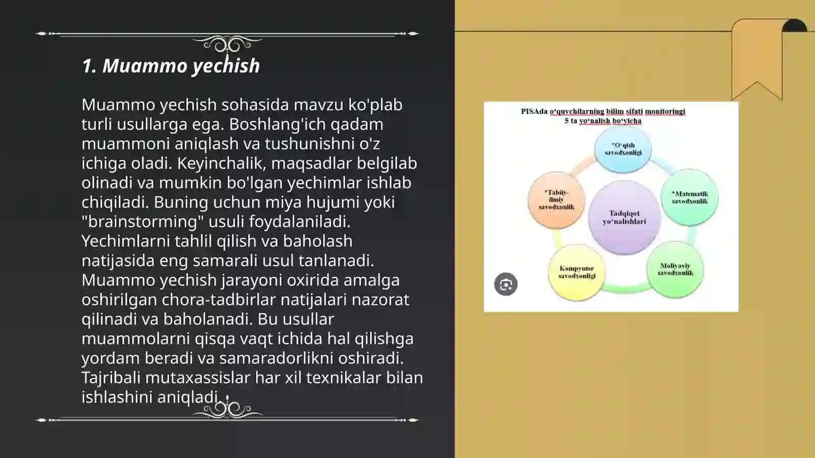 PISA xalqaro baholash dasturida aqliy faoliyat turlari 3