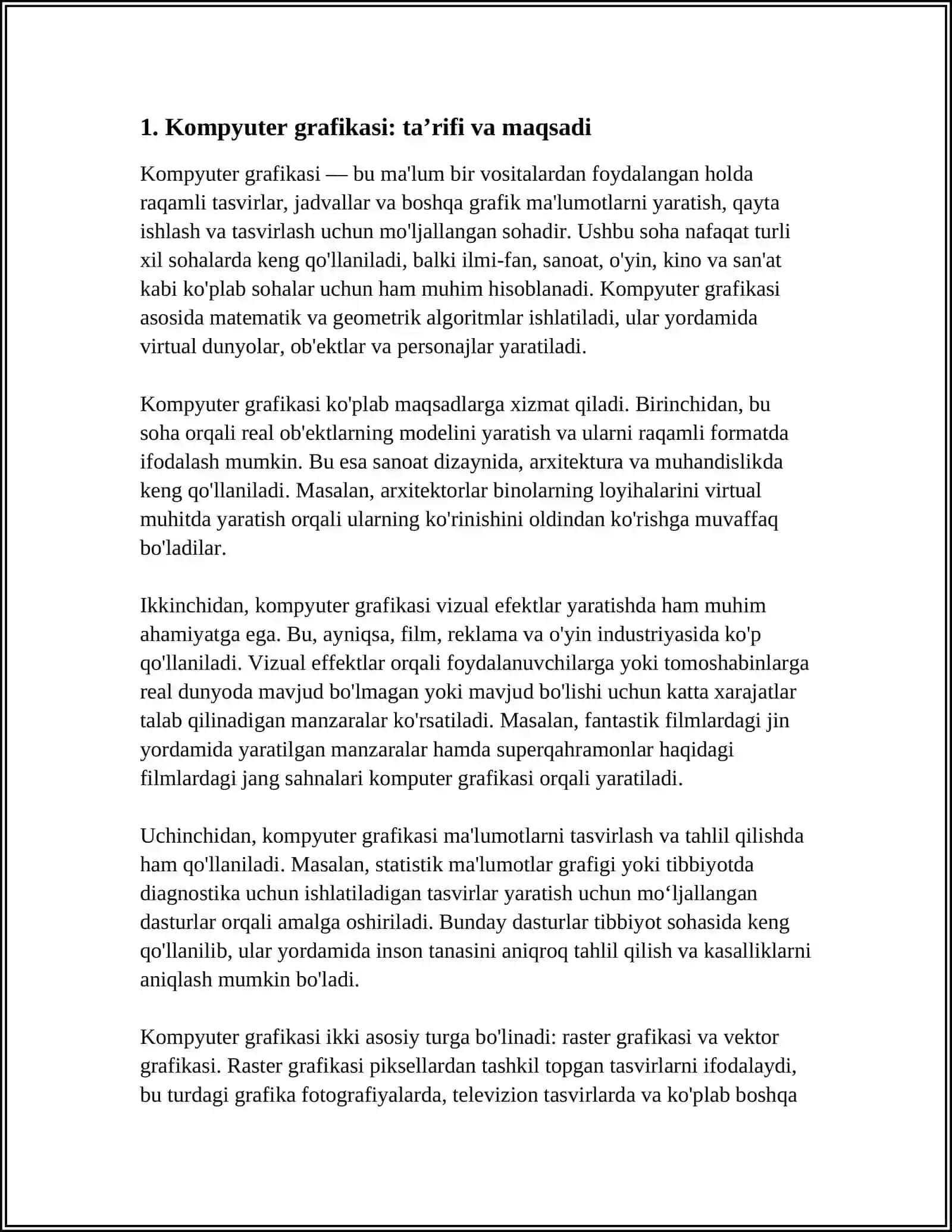 KAMPYUTER GRAFIKASI VA UNING TURLARI 3