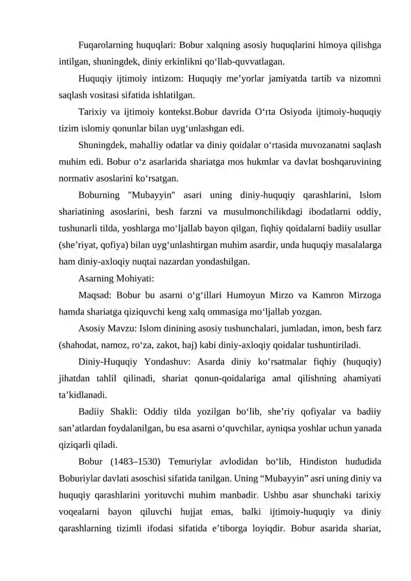 BOBURNING MUBAYYIN ASRIDAGI DINIY HUQUQIY QARASHLAR 3
