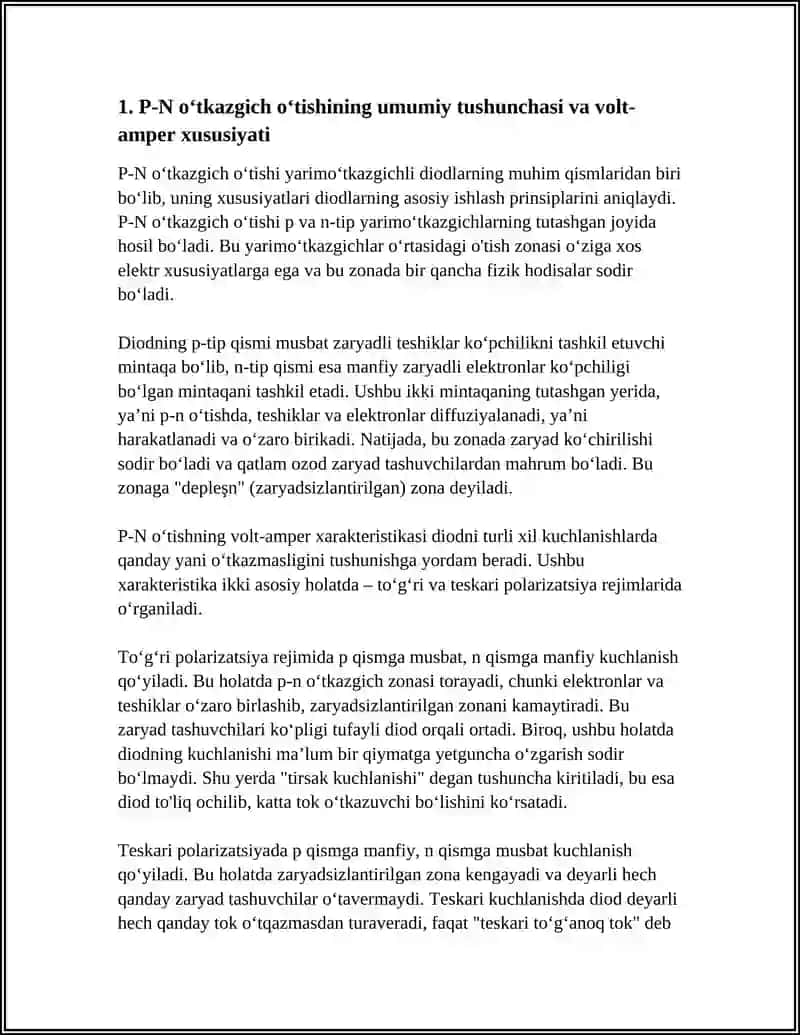 DIODLARDA P-N O'TISHNING VOLT-AMPER XARAKTERISTIKASI 3