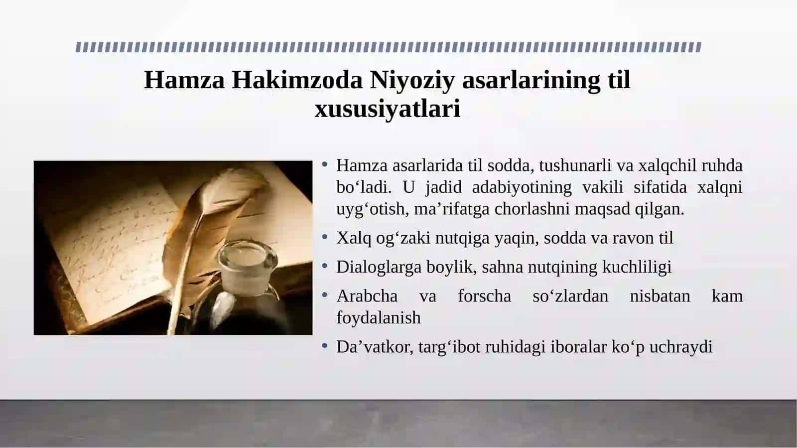Hamza, Abdulla Qodiriy, G'afur G‘ulom, Oybek, Abdulla Qahhor asarlarining til xususiyatlari 3