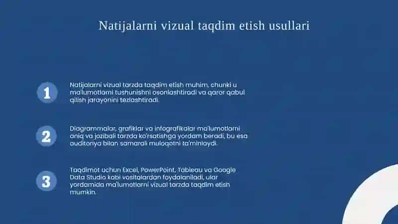 Natijalarni vizual shaklda taqdim etish usullari 3