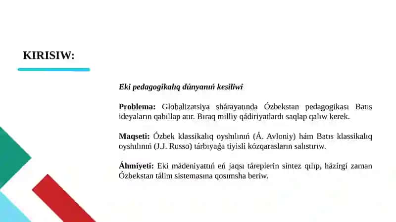 BATÍS OYShÍLLARÍNÍŃ PEDAGOGIKALÍQ QARAWLARÍ 3