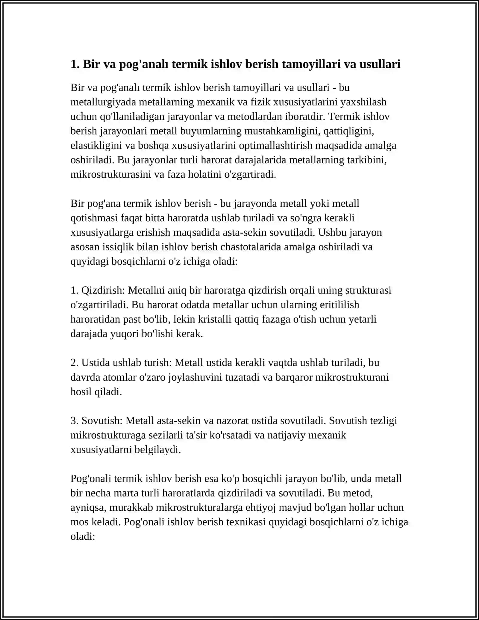 BIR VA POG’ANALI TERMIK ISHLOV BERISH YÕLI BILAN SITTALLAR OLISH USULLARINI ÕRGANISH VA TAHLIL QILISH 3
