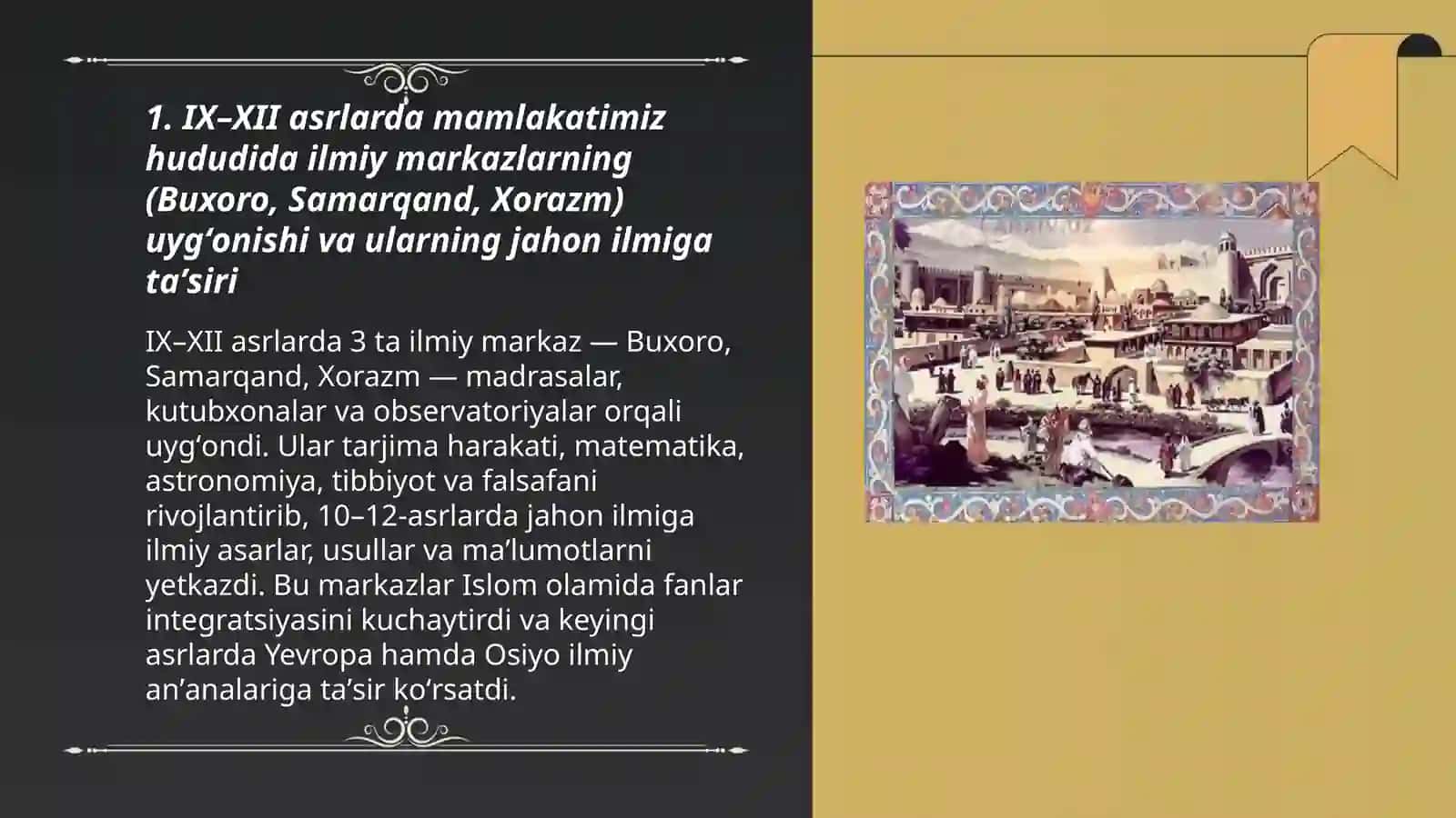 Buyuk allomalarning jahon sivilizatsiyasiga qoʼshilgan 3
