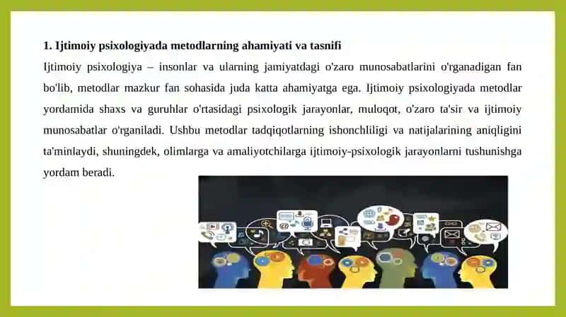 Ijtimoiypsihologiyada foydalaniladgan metodlarning o'ziga xosligi 3