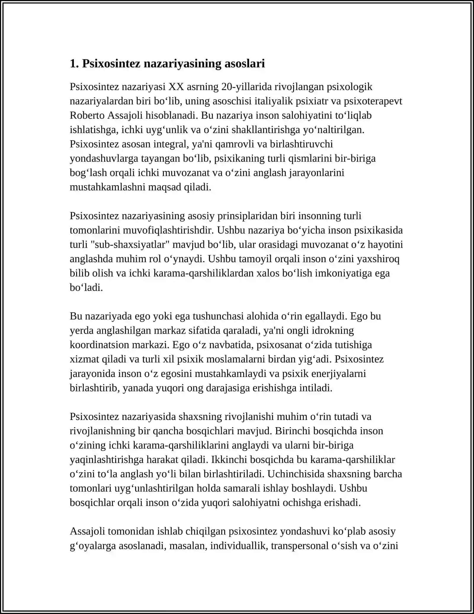 ROBERTO ASSADJIOLI PSIXOSINTEZ SHAXS TUZILISHI 3