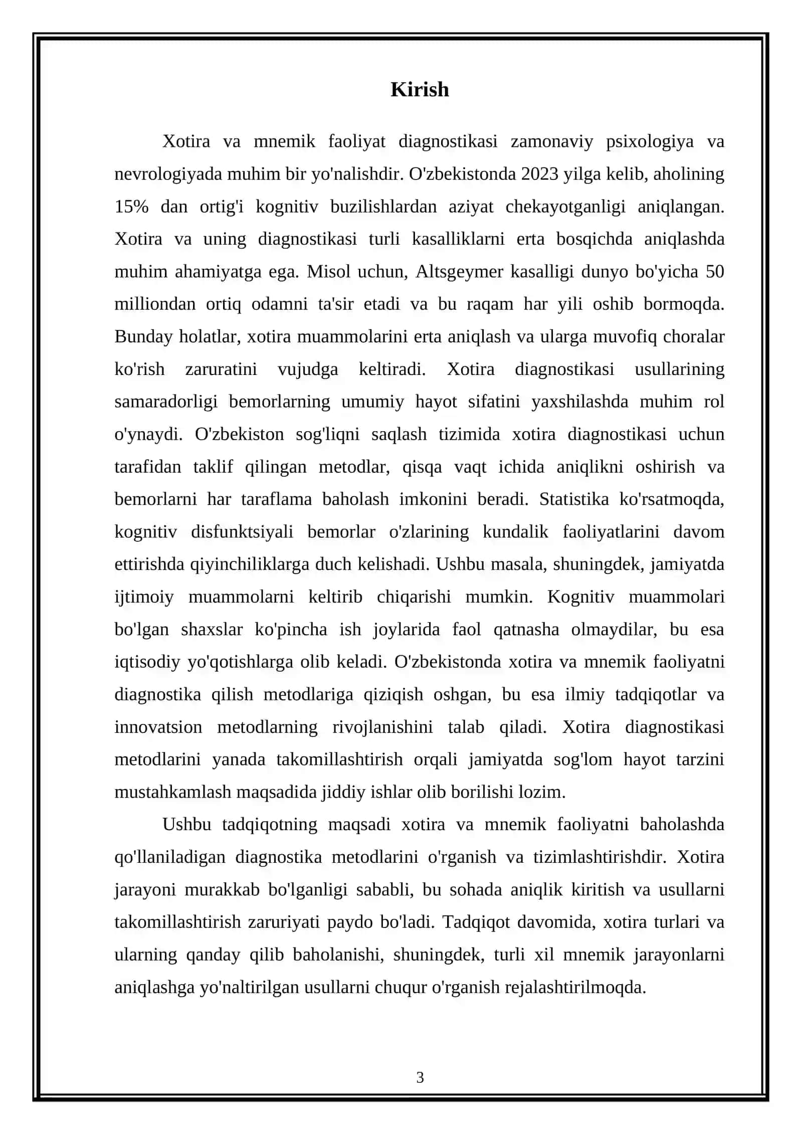 Xotirani va mnemik faoliyat diagnostikasi. Xotirani Diagnostika qilish metodlari 3