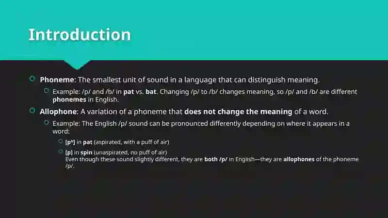 The Concept of Allophones and Phonemic variations in English 3
