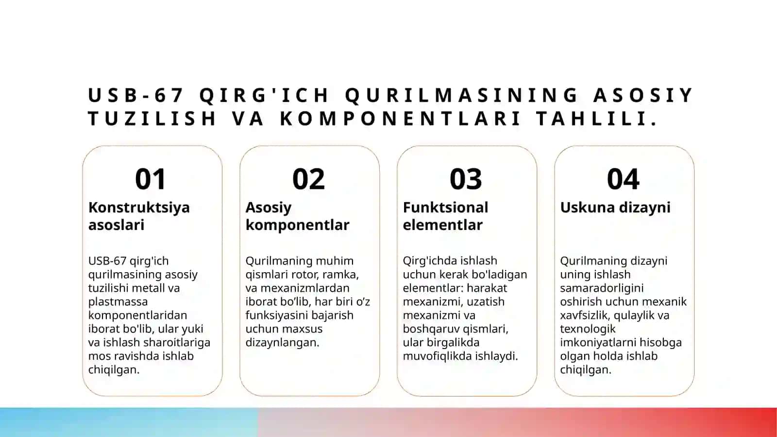 УСБ-67 qirg'ich qurilmasini tuzilishi ishlash prinsipi va ishlash sharoitlarini o'rganish 3