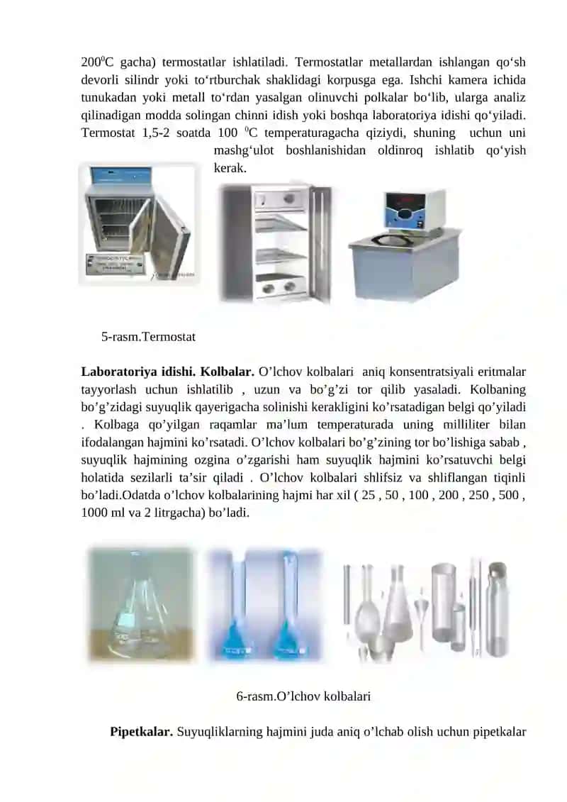 Tuproqlarni laboratoriyada o‘rganish uchun mo‘ljallangan asosiy uskunalar va idishlar bilan tanishish 3