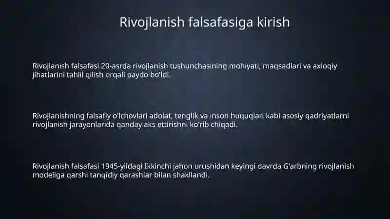 Rivojlanish falsafasi 3