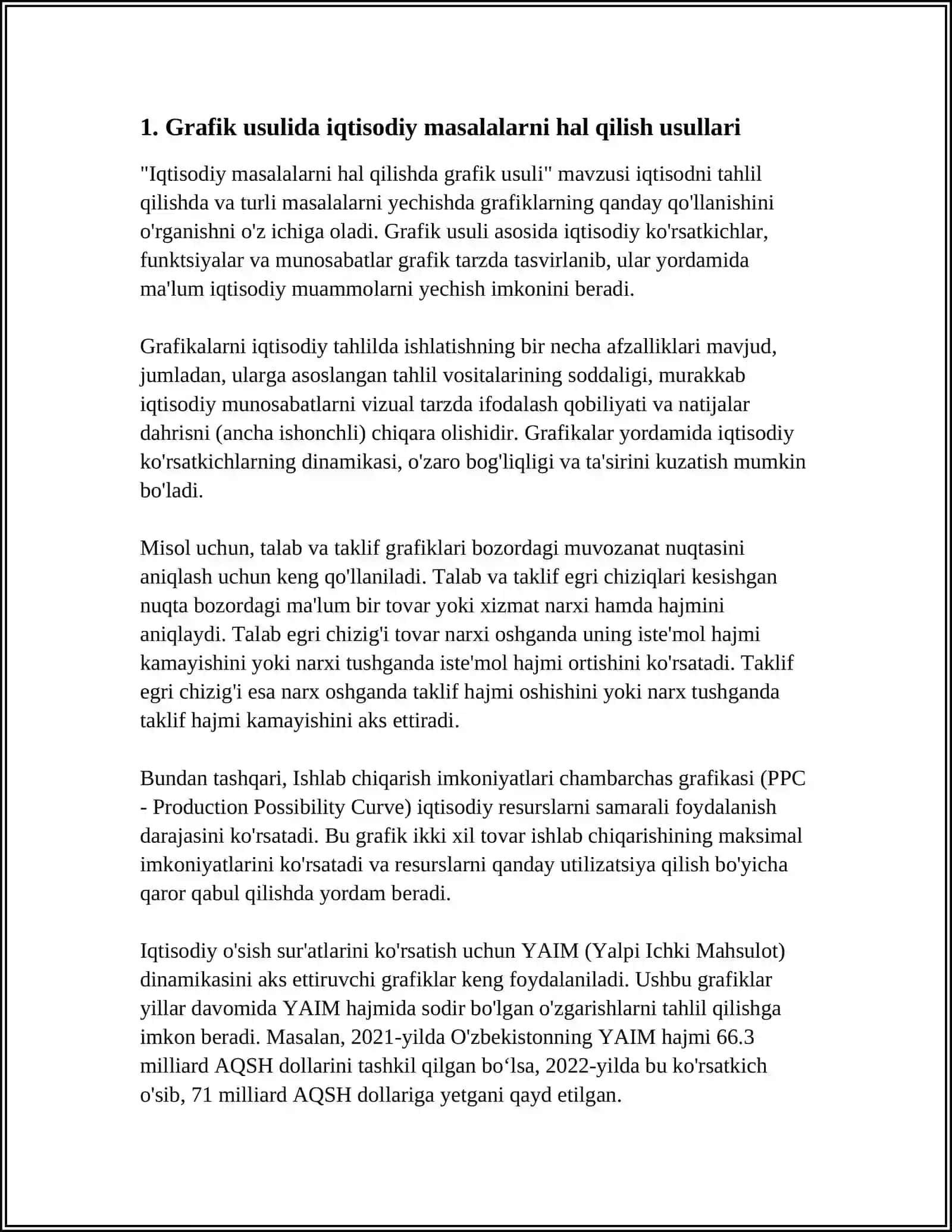 IQTISODIY MASALALARNI GRAFIK USULFA YECHIS VA TAHLIL QILISH 3